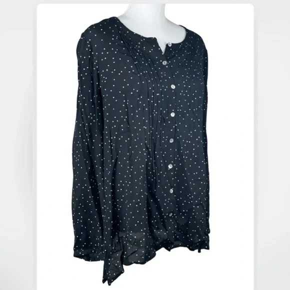 J. Jill Black & White Polka Dot Blouse Top Small - Picture 3 of 10